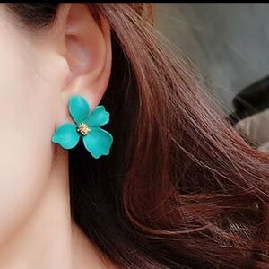 Colorful Flower Stud Earrings - Funky Floral Statement Jewelry Set (4 Pairs)
